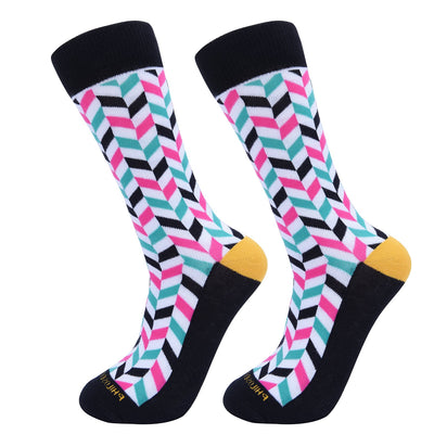 Socks-Very-Herringbone-Cool-Patterns-Crew-Socks-Bubblegum