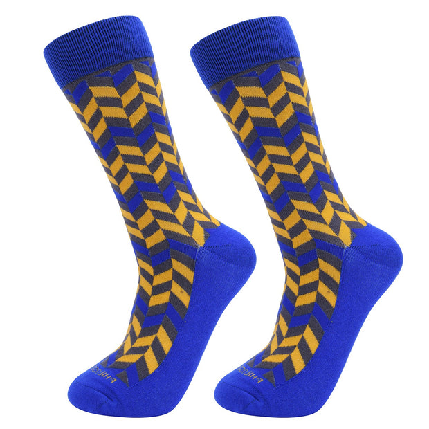 Socks-Very-Herringbone-Cool-Patterns-Crew-Socks-Yellow-Blue