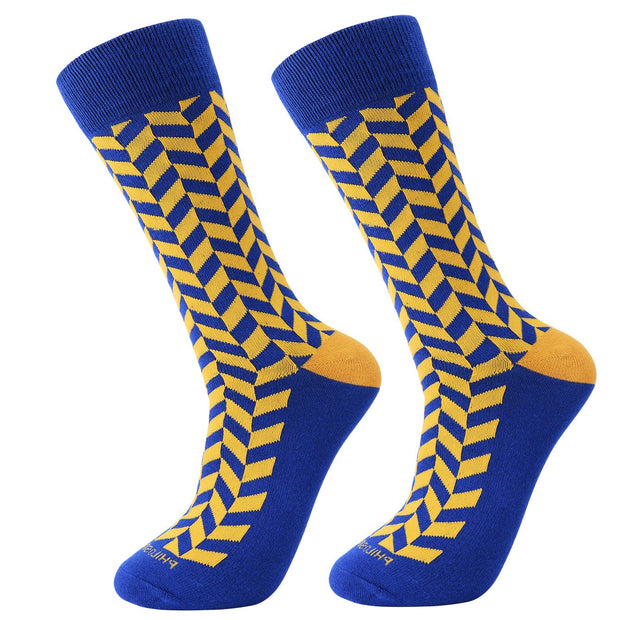 Socks-Very-Herringbone-Cool-Patterns-Crew-Socks-Yellow