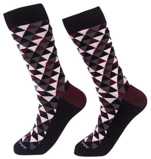 Socks-Trigons-Cool-Patterns-Crew-Socks-wine