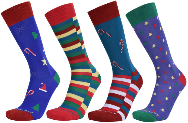 Assorted Socks (4 Pairs) - Holiday Colors