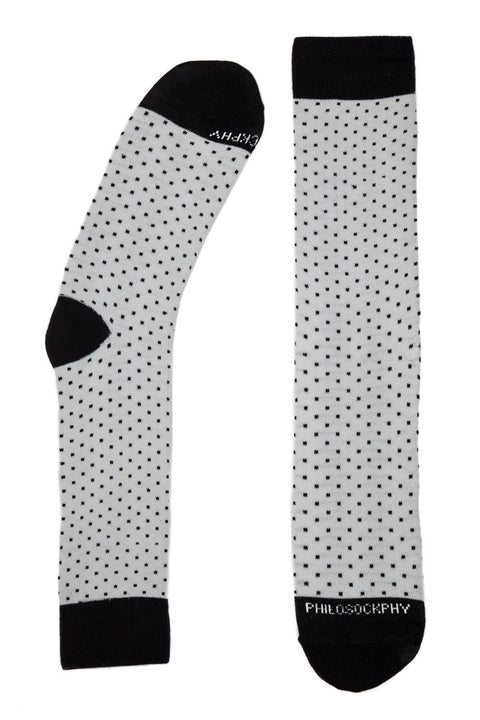 Socks - Black Dots On Gray Patterned Socks By Philosockphy