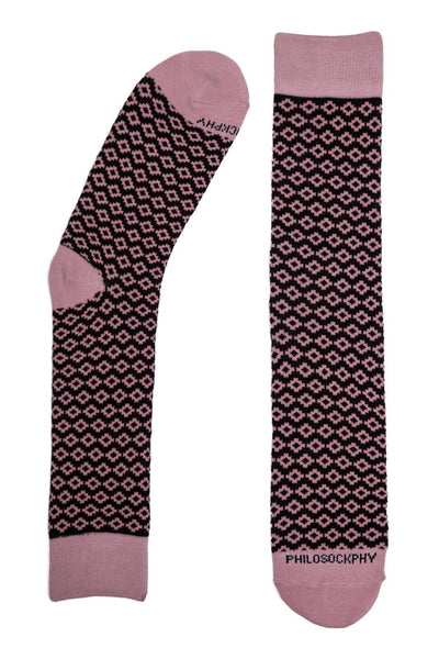 Socks - Black On Pink Patterned Socks By Philosockphy