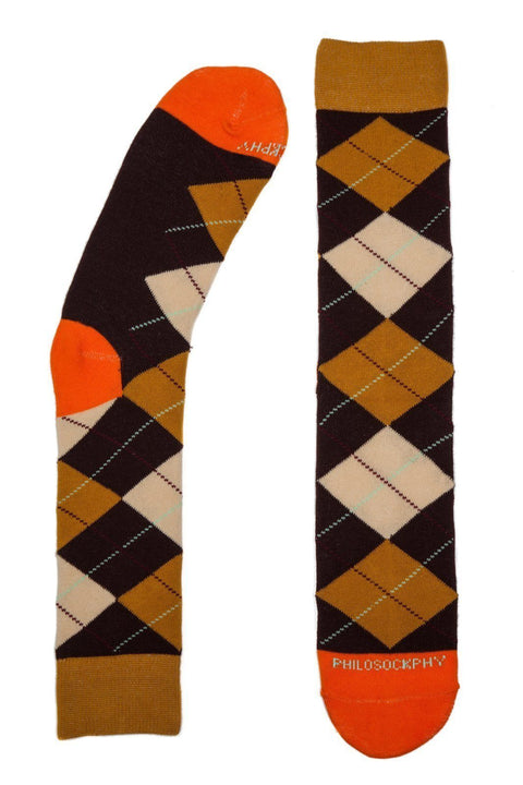 Socks - I Like Argyle Socks By Philosockphy (Orange)