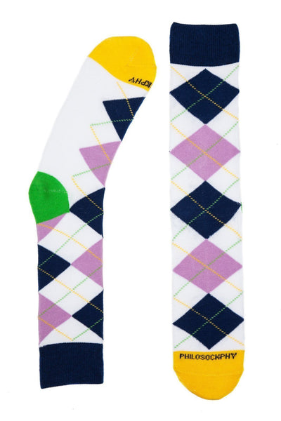 Socks - I Like Argyle Socks By Philosockphy (White)