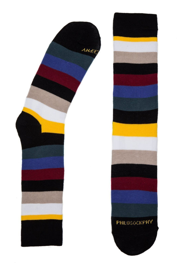 Socks - Stripes Patterned Socks By Philosockphy (Gray)