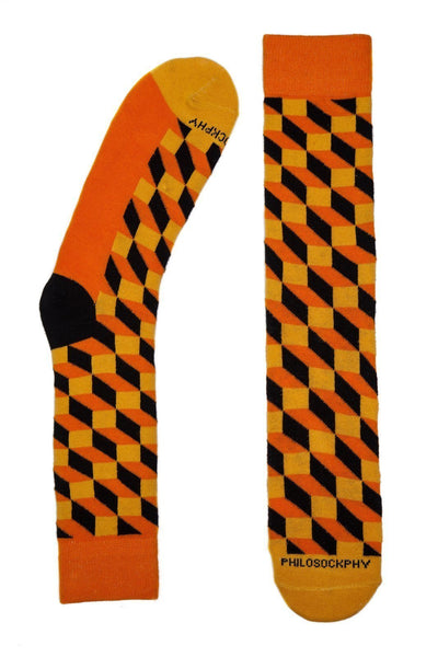 Socks - The Brick Patterned Socks By Philosockphy (Orange)